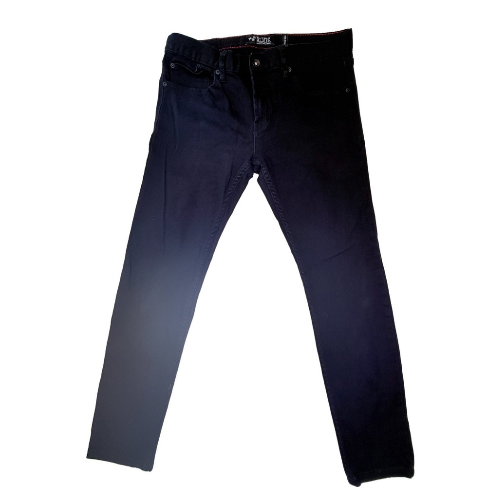 RUDE Stinger Skinny Jeans Men's 34x30 Black Stretch Denim Goth Punk Emo